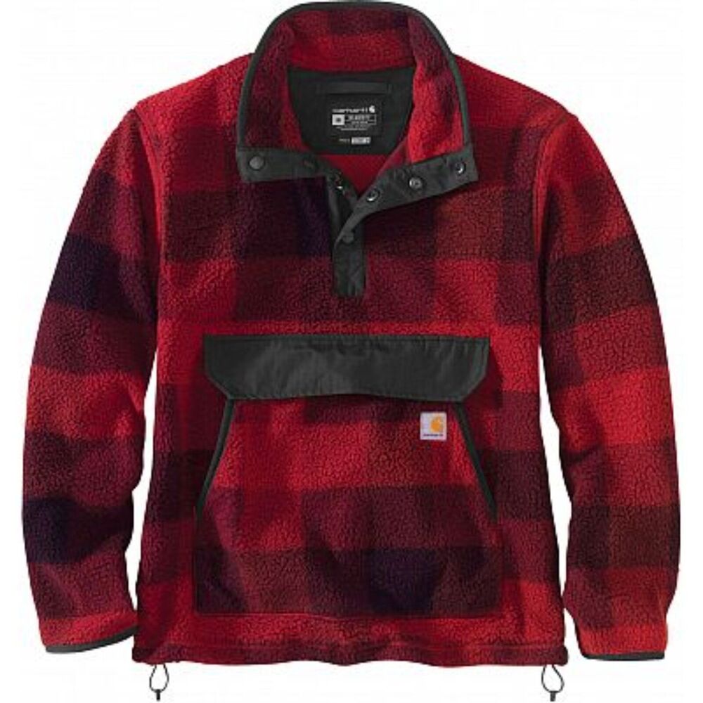 Carhartt Men's Relaxed Fit Fleece Pullover Oxblood Plaid Size XL 0J4991-M - Picture 3 of 6